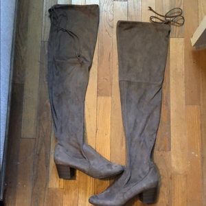 Over the knee tie boots